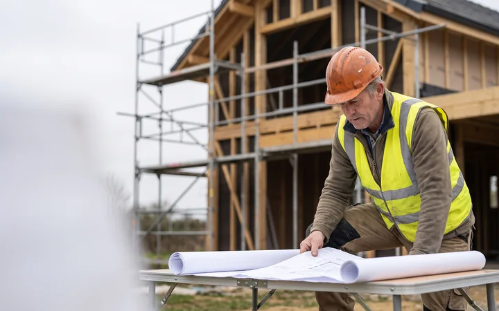 Un artisan du bâtiment sur un chantier