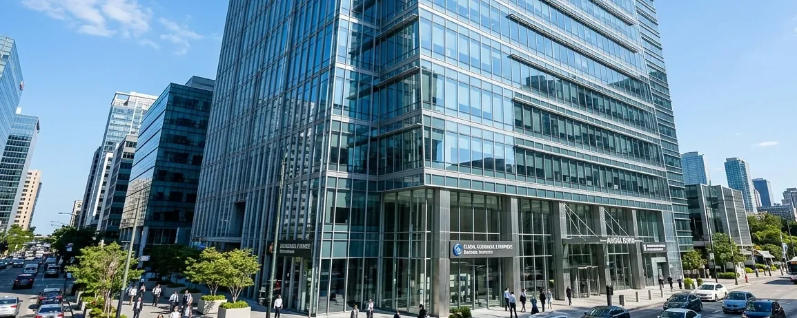 Un quartier d'affaires et ses immeubles de bureaux